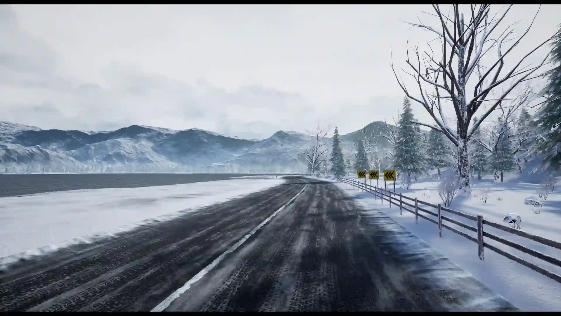 冬季雪景公路-Racing Track Winter Landscape