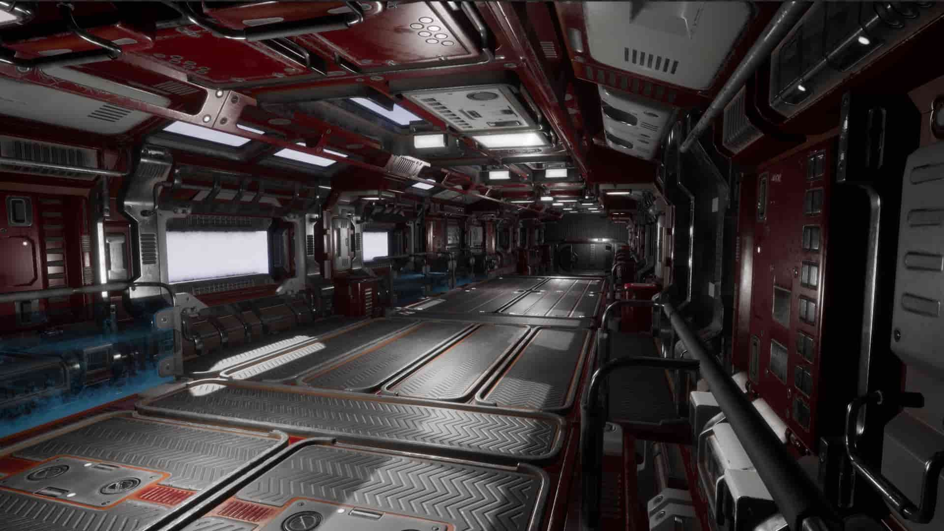科幻宇宙飞船走廊通道-Modular sci-fi Environment A