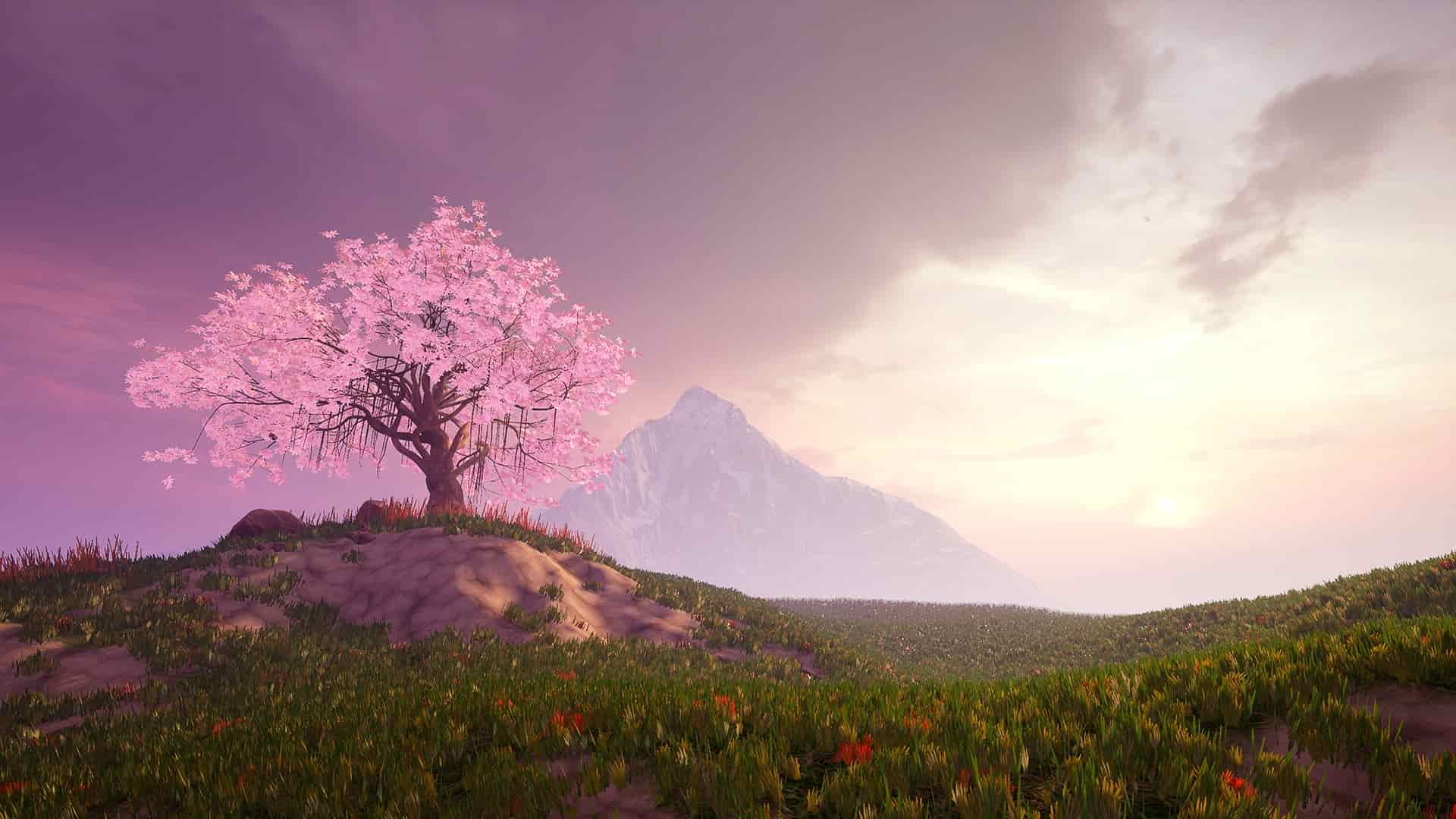 日本风格草和树-Japanese Stylized Grass and Trees
