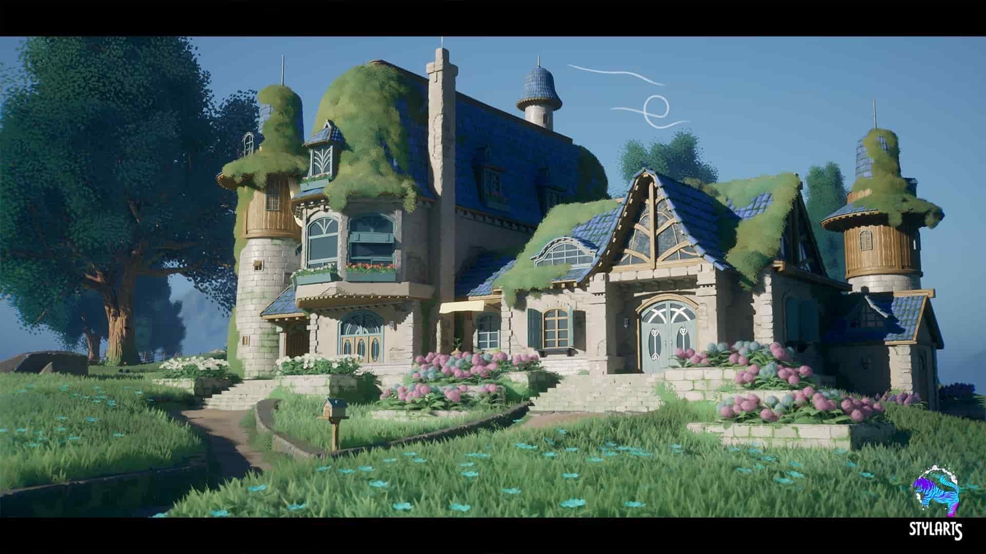 山坡上的城堡-Stylized Azure Hillside