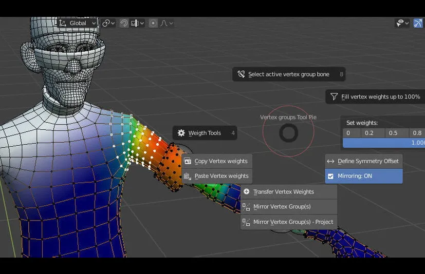 Blender模型权重笔刷插件 Weight Paint Tools 2.1.7