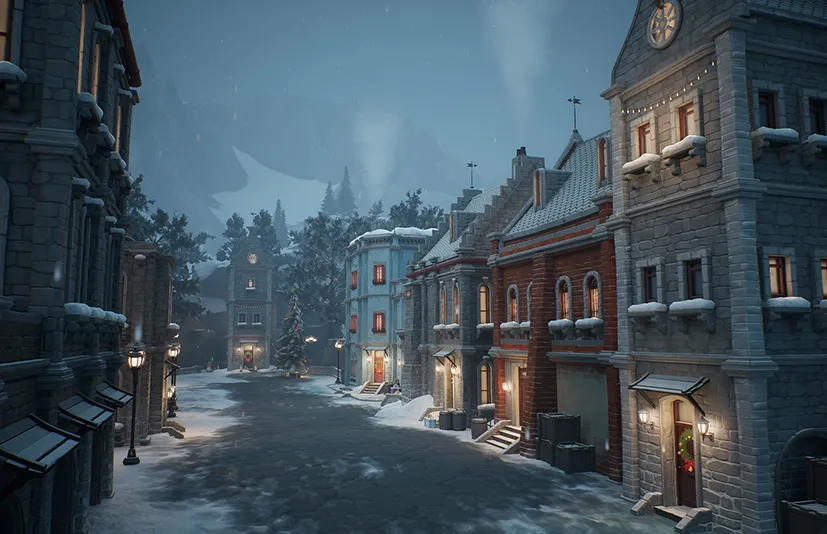 风格化的冬季城市环境 – Stylized winter city environment