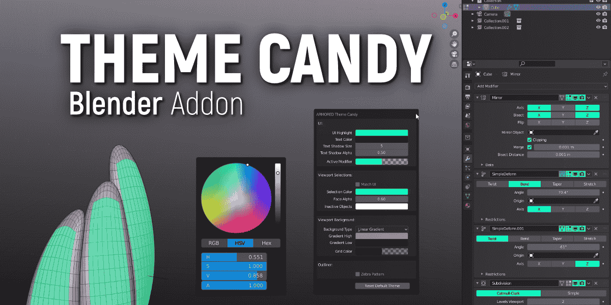 Blender菜单UI主题修改插件 Theme Candy v1.4.1