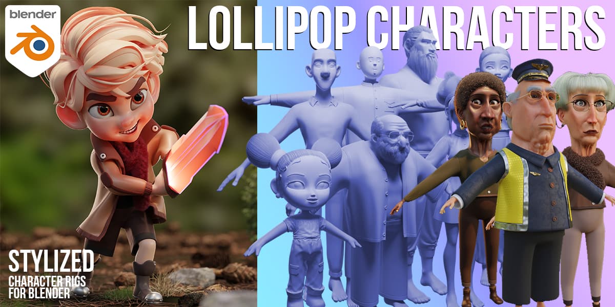 Blender程式化角色装备资产库 – Lollipop Characters v1.1.2