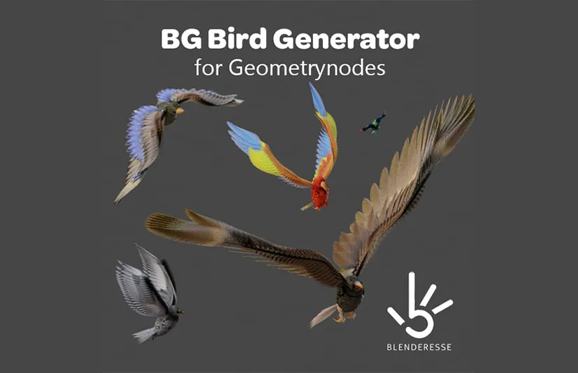 Blender几何节点鸟类模型动画生成器 – Bird Generator Setup for Geometrynodes v02
