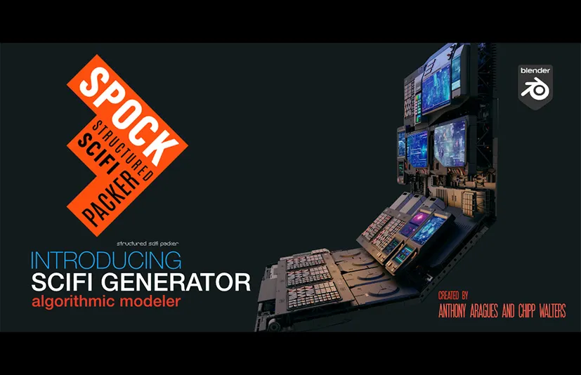 Blender科幻控制台模型生成插件 – Spock: Structured Scifi Packer v1.0.6