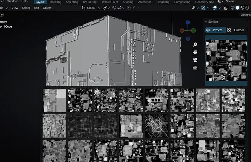 Blender科技感细节硬面建模插件 – Surface Addon Pro 1.0