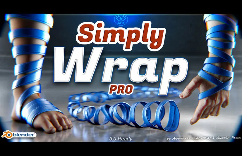 Blender绳子绸缎多边形缠绕插件 – Simply Wrap Pro v1.5.2