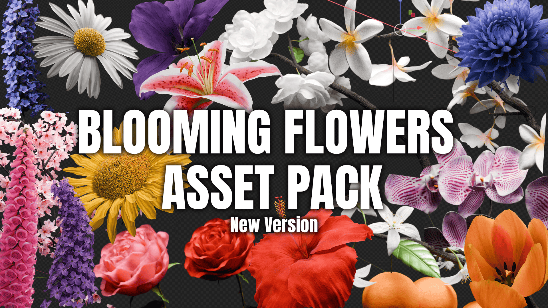 盛开的花朵 – 几何节点曲线素材包-Blooming Flowers V2 – Geo Nodes Curve Asset Pack