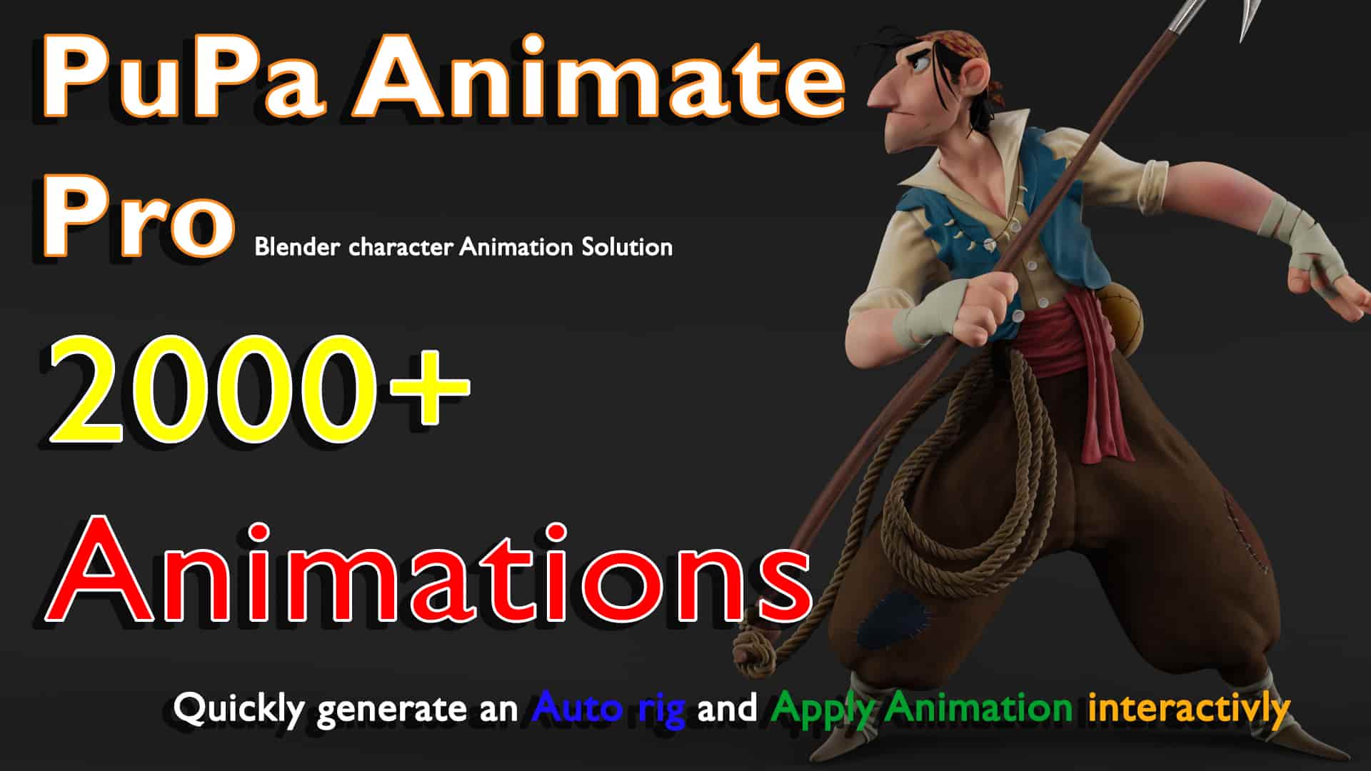 Blender模型绑定动画预设库插件 Pupa Animate Pro V1.4.2