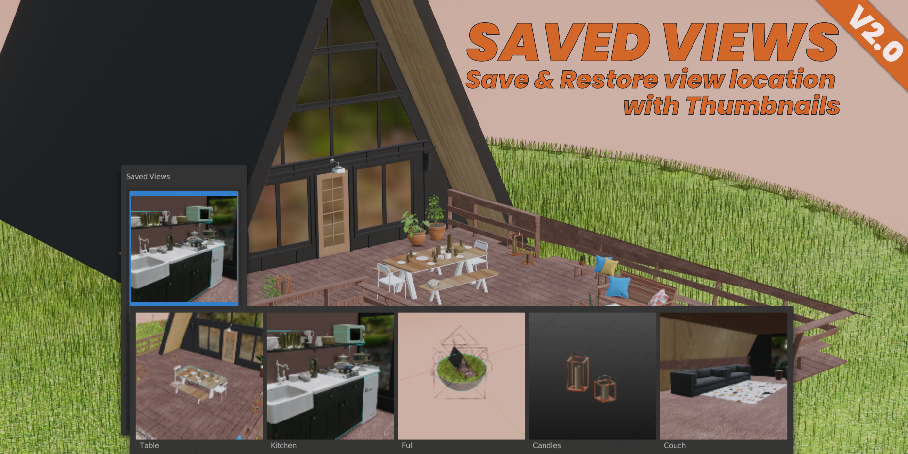 Blender镜头保存模型快速查找插件 Saved Views V2.2.0