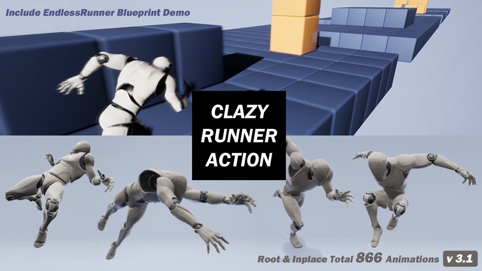 跳跃跑酷动画包-CLazy Runner Action Pack