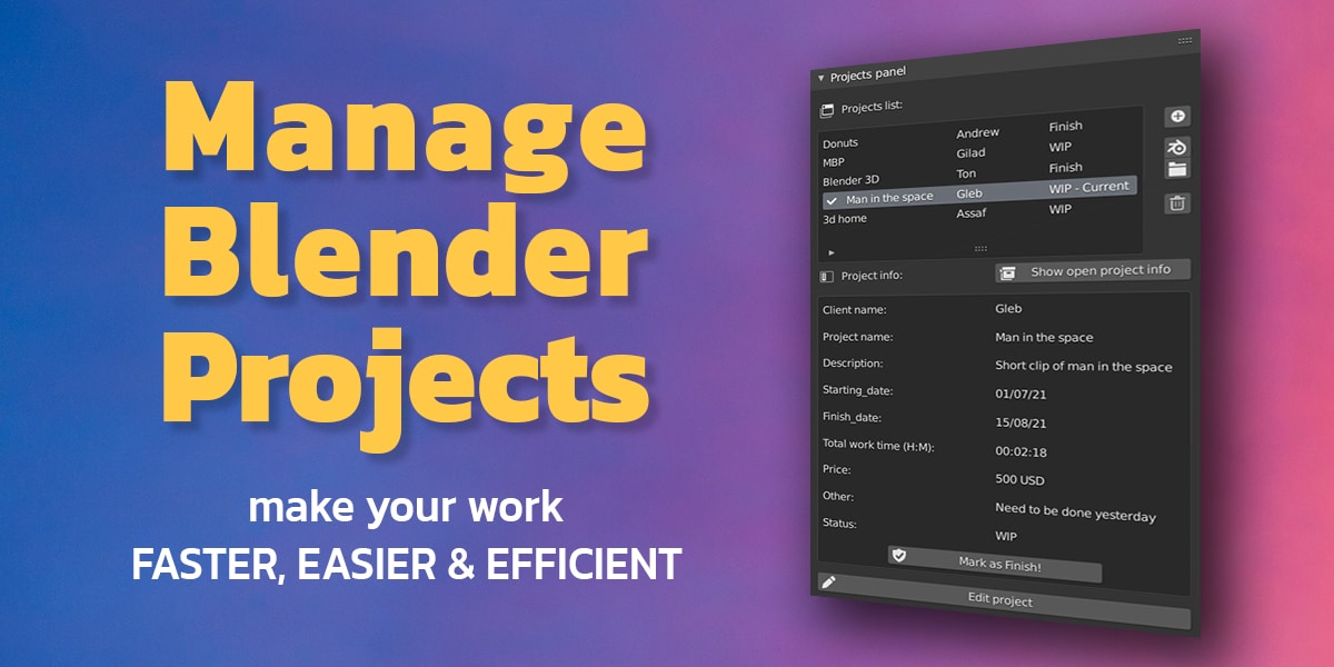 Blender项目工程整理插件 Manage Blender Projects V2