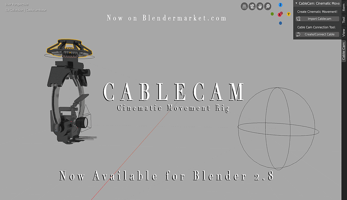 Blender电影摄影机运动绑定插件 – Cablecam Cinematic Camera Movement Rig v1.0