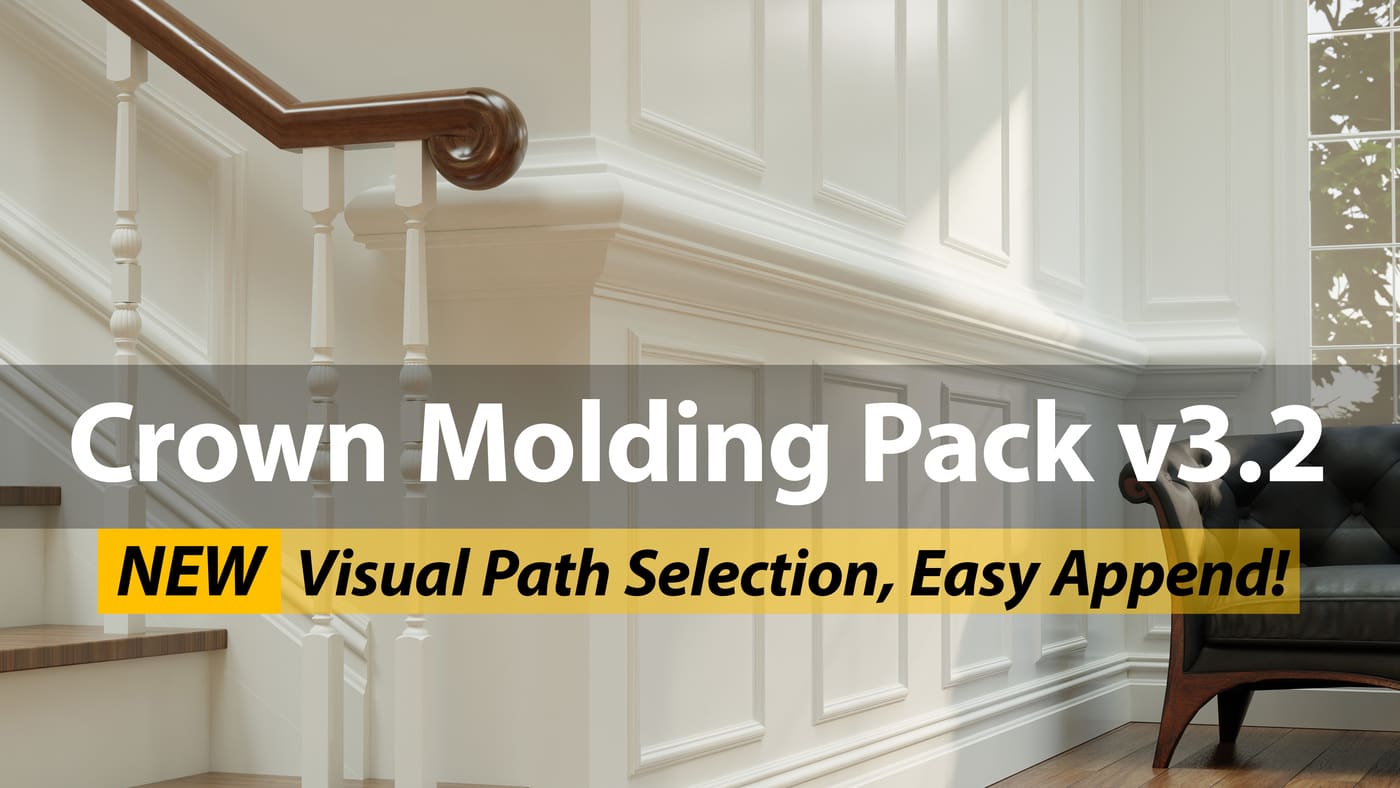 Blender室内天花板轮廓建模工具包 – Crown Molding Pack