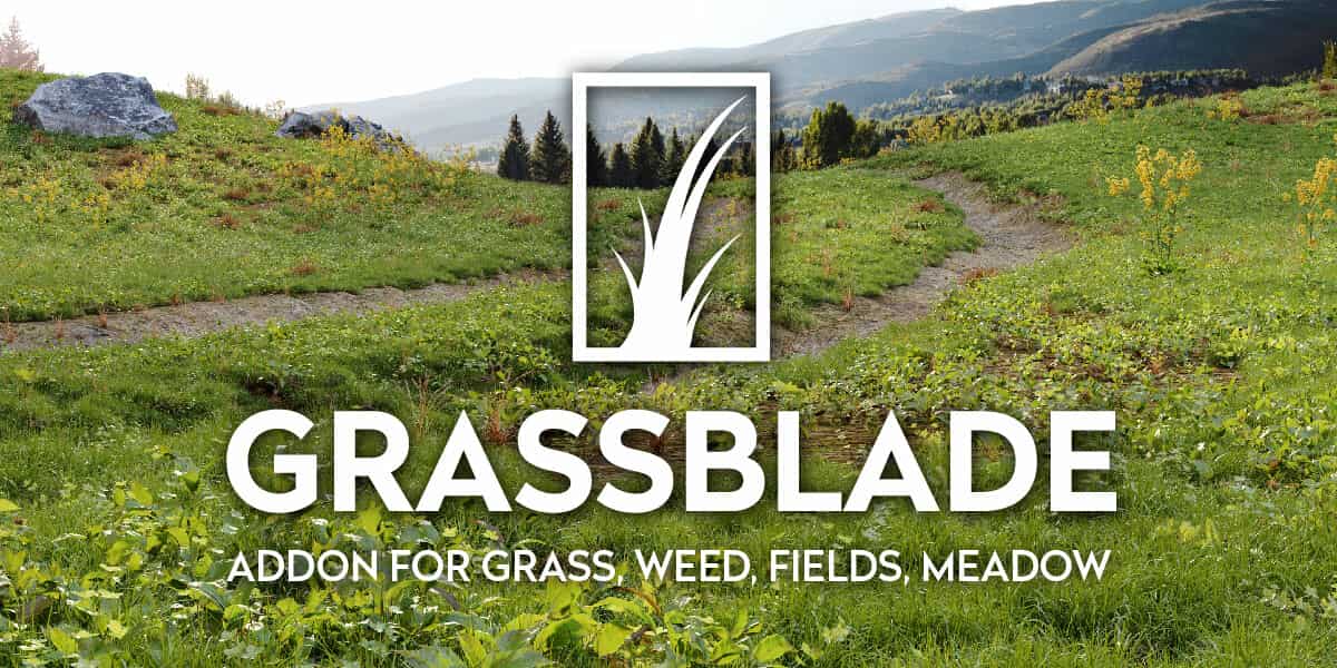 Blender自动分布花草石头植物插件Grassblade v2.2