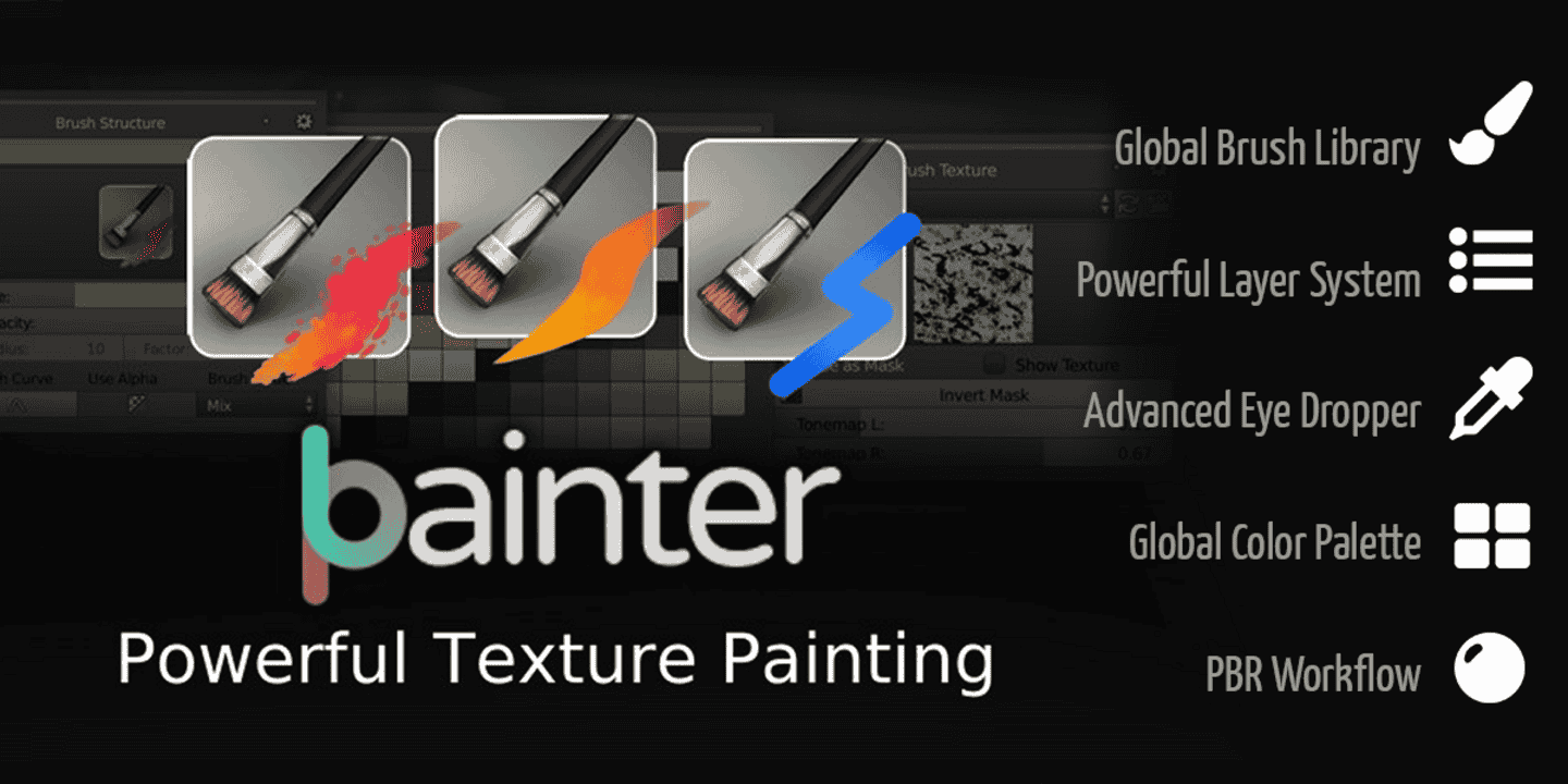 Blender贴图笔刷绘制插件 BPainter v2.0.19
