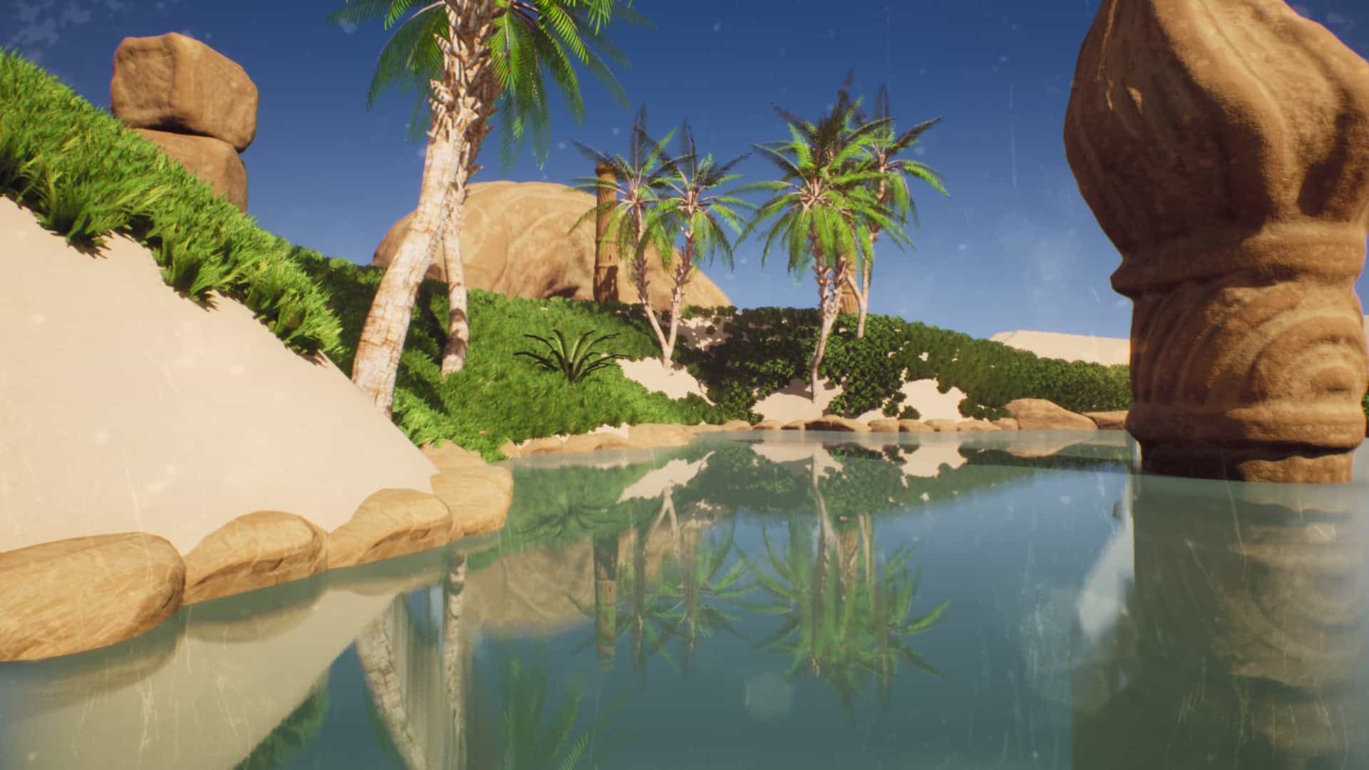 古老的沙漠绿洲神庙废墟-Ancient Desert Oasis Temple
