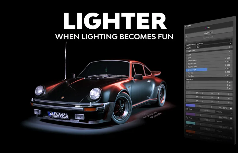 Blender场景快速打光插件 – Lighter v2.0.4