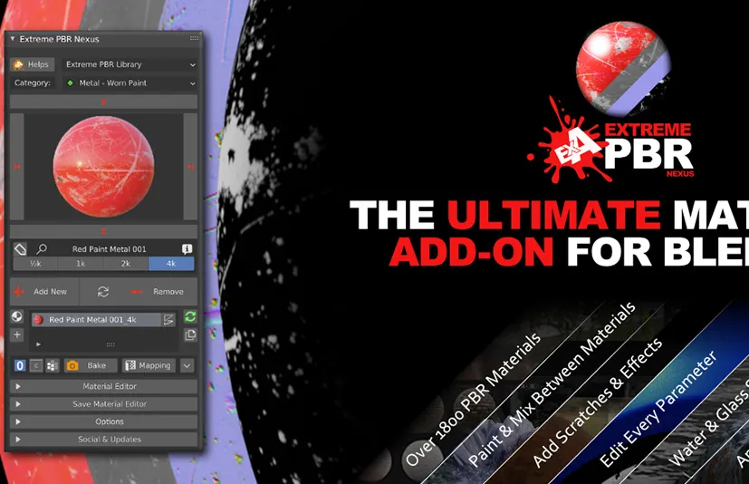 Blender插件 Extreme PBR Nexus v4.1.132 – 材质球1100+贴图合集