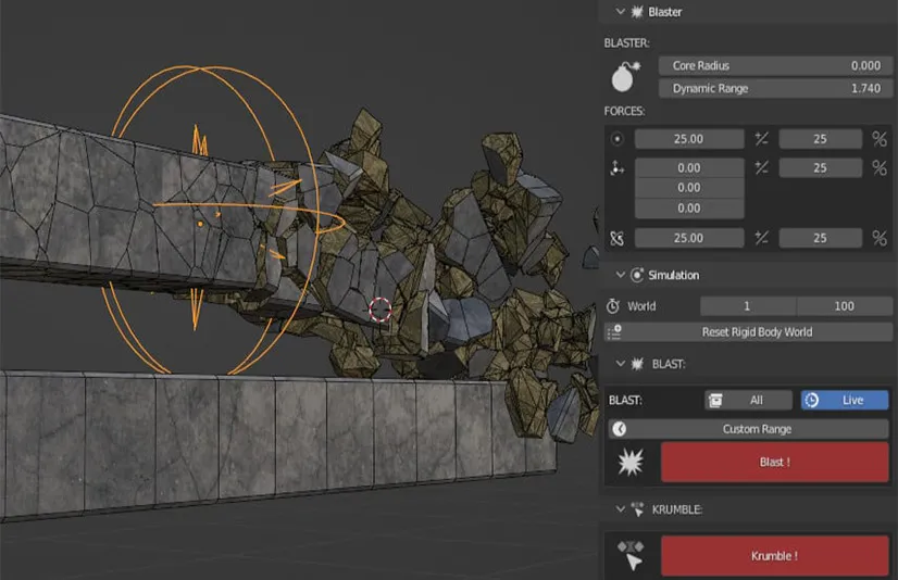 Blender三维模型爆炸破碎特效 – Kaboom v1.5.8