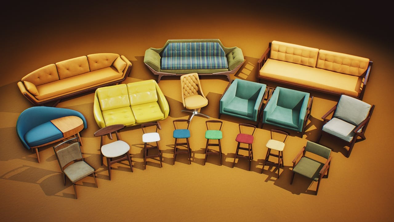 复古家具模型道具 椅子 – Retro Mid Century Mod Props VOL.2 – Chairs