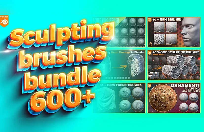 雕刻笔刷 – 600 + Blender Sculpting Brushes
