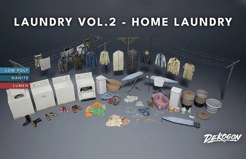 洗衣店道具 – Laundry VOL.2 – Home Laundry (Nanite and Low Poly)