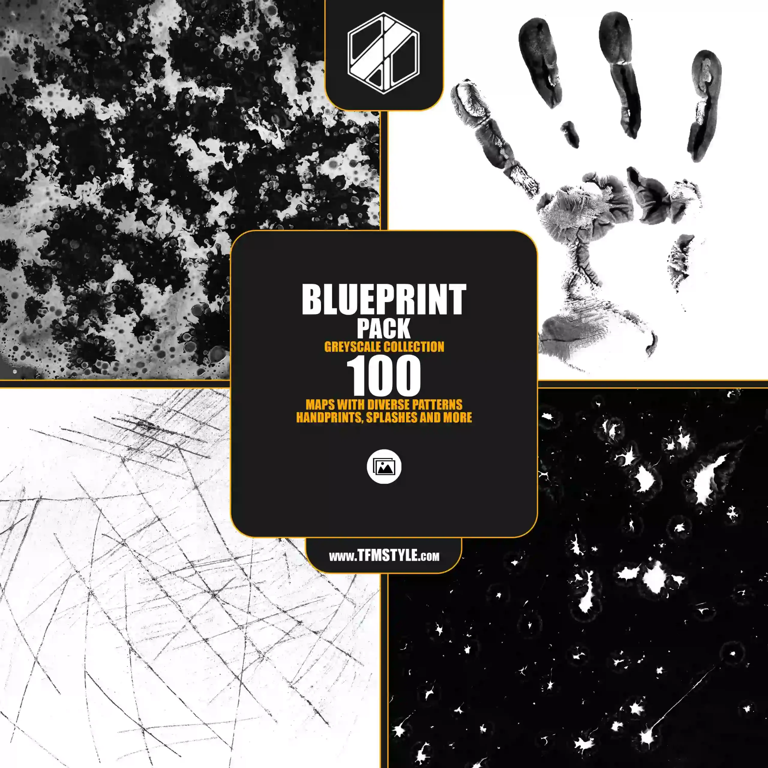 106张污渍划痕指纹等黑白贴图-TFM-BluePrint Pack