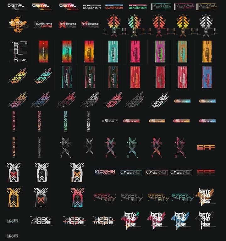 88个赛博朋克贴花贴纸贴图-Decal Cyber Punk