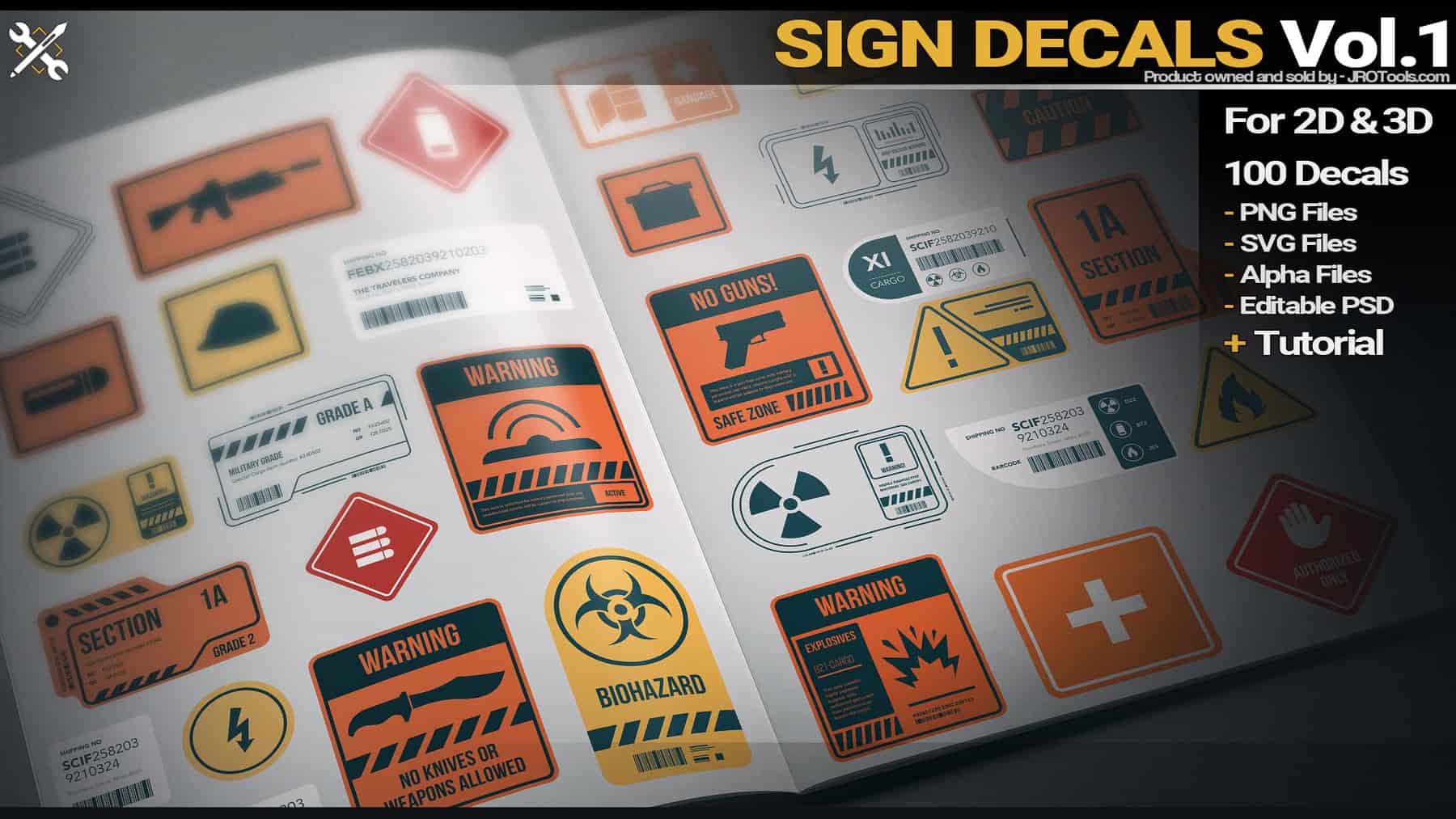 2K科幻标志图案贴花贴图合集-Sign Decals Vol.1