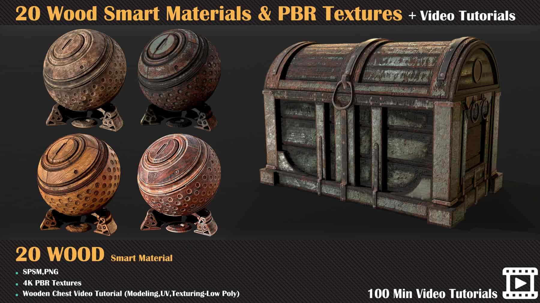 20种木纹智能材质+20 Wood Smart Materials + PBR Textures