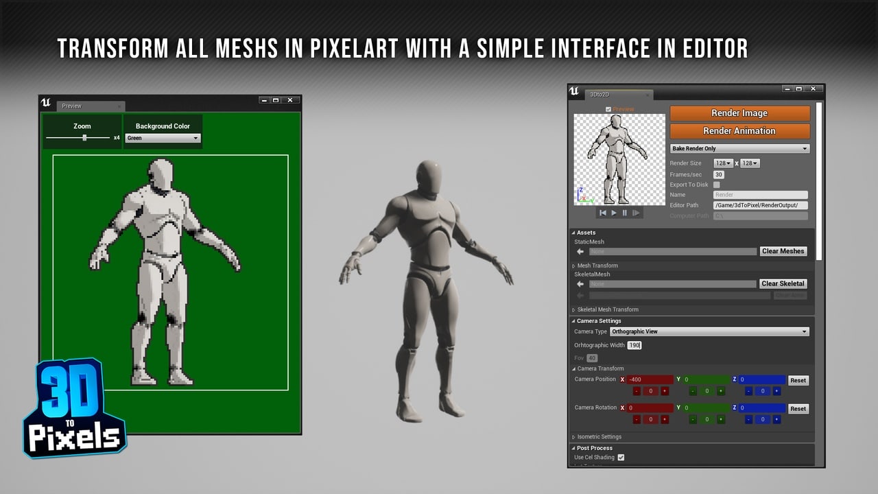 3D 转像素 – 3D to Pixel