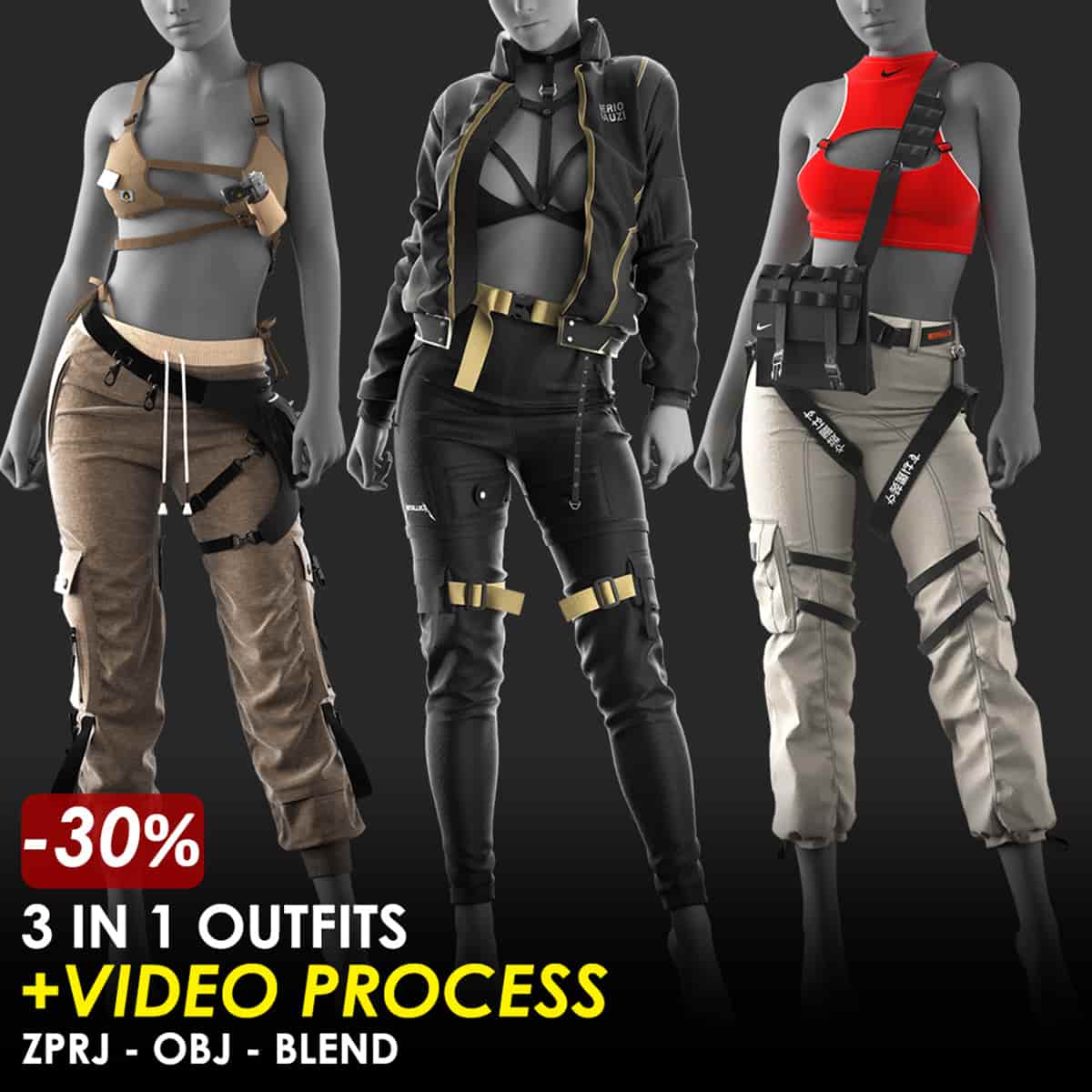 3合1服装套装 – Marvelous / CLO 项目文件 + 视频过程 | 3 in 1 Outfits – Marvelous / CLO Project File + Video Process