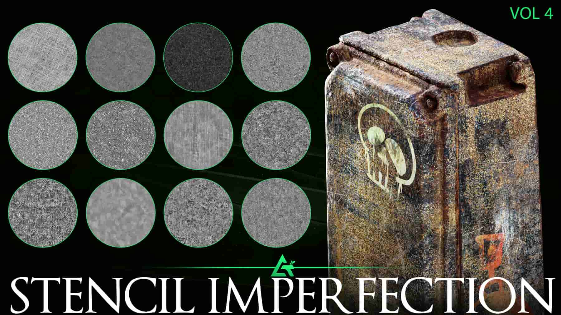 MEGA包 – 100个实用纹理模板瑕疵 第4卷 – MEGA PACK – 100 Practical and Useful Stencil Imperfection VOL 4