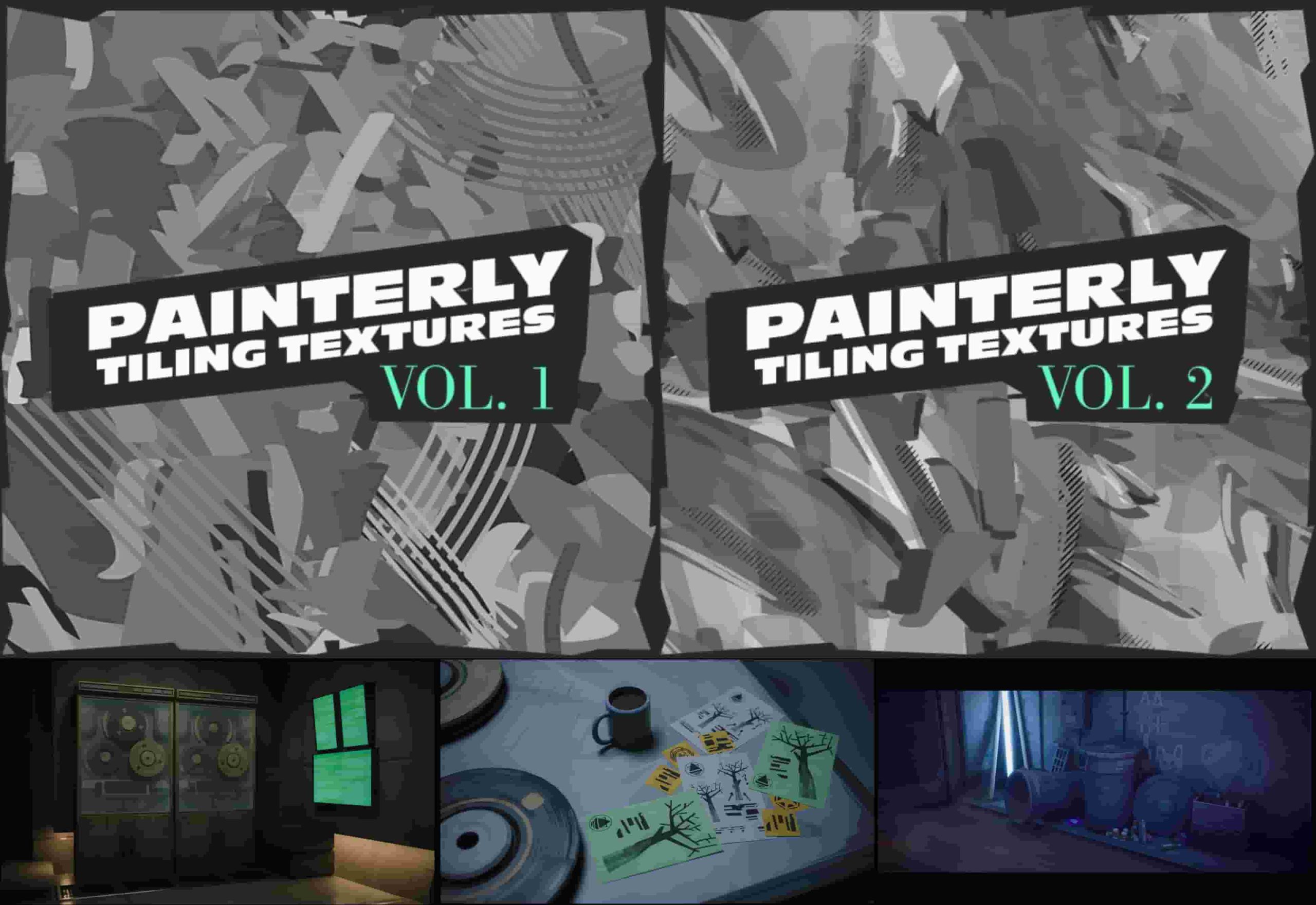 平铺绘画纹理合集 Vol. 1 & Vol. 2 – Tiling Painterly Textures Vol. 1 & Vol. 2