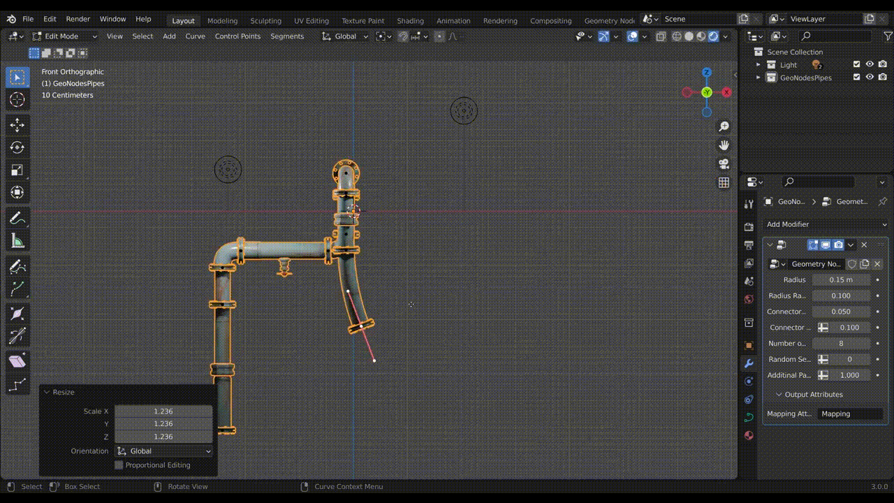 Blender管道生成器几何节点-GeoPipes Geometry Nodes Pipes