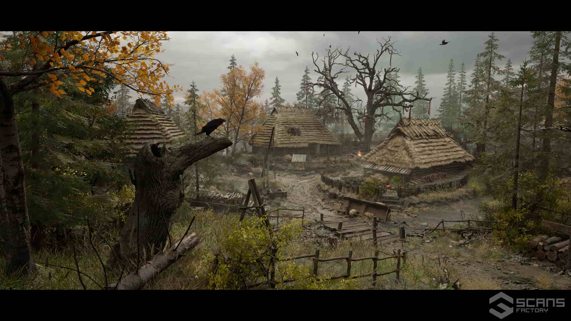 中世纪村庄 – 斯拉夫茅屋环境 – Medieval Village – Slavic Huts environment