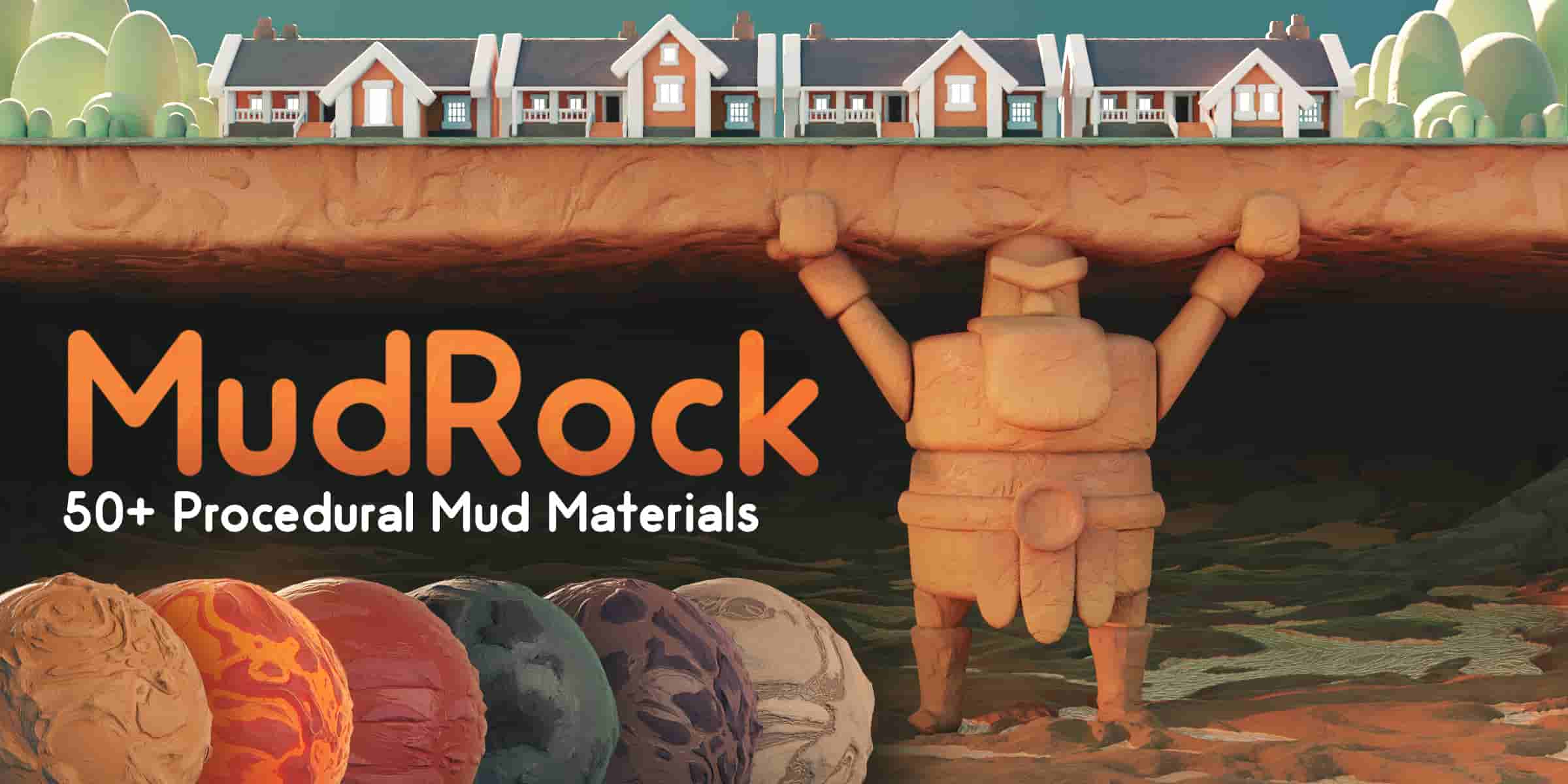 Blender 程序化泥土材质 – Mudrock 2.0 – 50+ Procedural Mud Materials