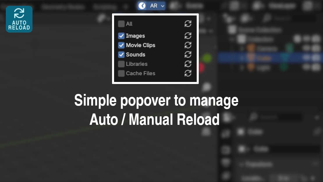 Blender插件自动刷新 – Auto Reload v3.1.1