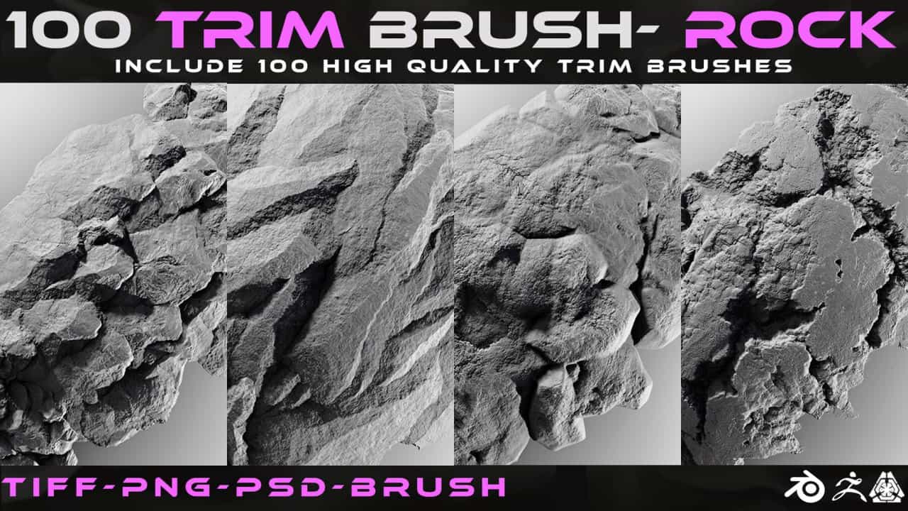 100修整笔刷 – 岩石 – 100 Trim Brushes – Rock