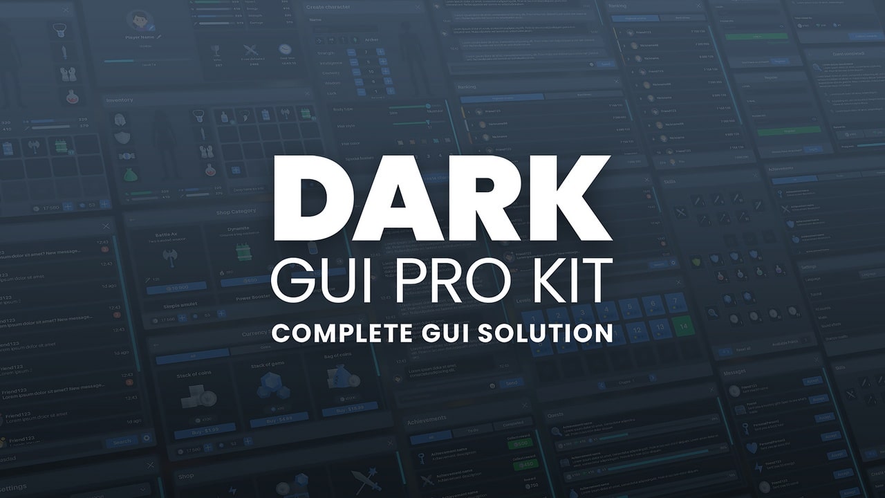 Dark GUI / UI / Main Menu Pro KIT – 完整解决方案