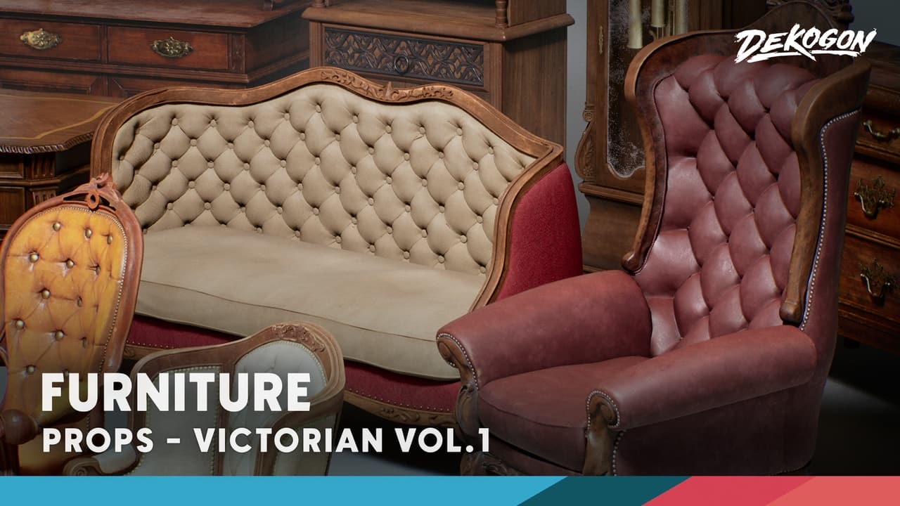 维多利亚风格家具 Vol.1 – Victorian VOL.1 – Furniture (Nanite 和低多边形)