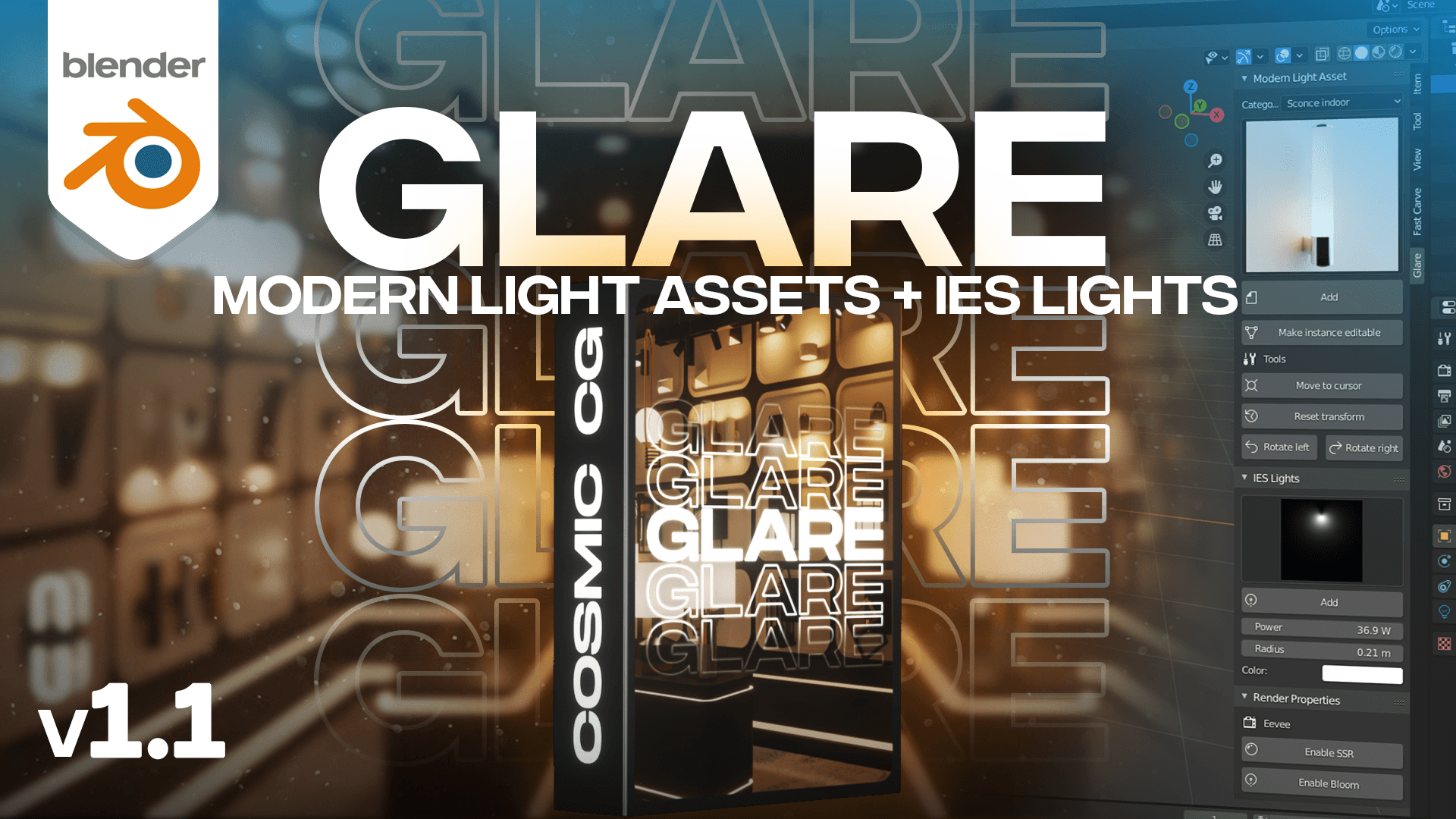 Glare – 现代灯光资产 + IES 灯光 | Glare – Modern Light Asset + Ies Light