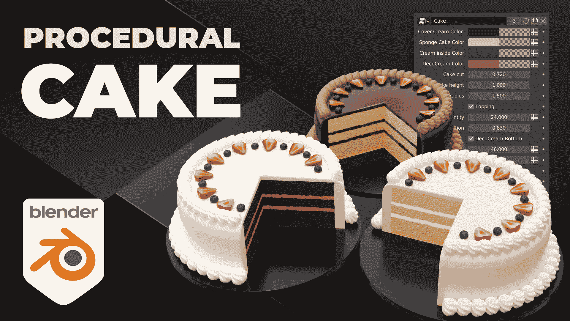 程序化蛋糕 | Blender几何节点 – Procedural Cake