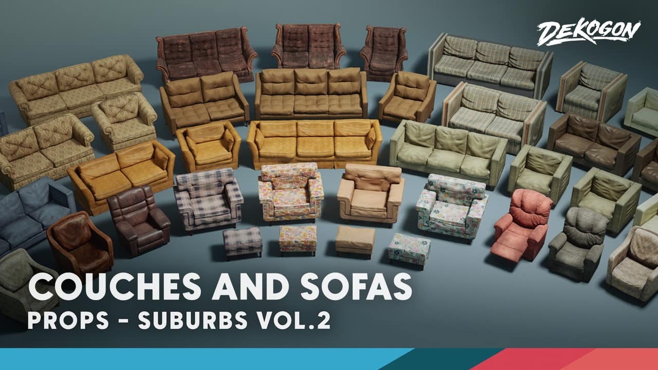 郊区 VOL.2 – 沙发与长椅（Nanite 与低多边形） – Suburbs VOL.2 – Couches and Sofas (Nanite and Low Poly)