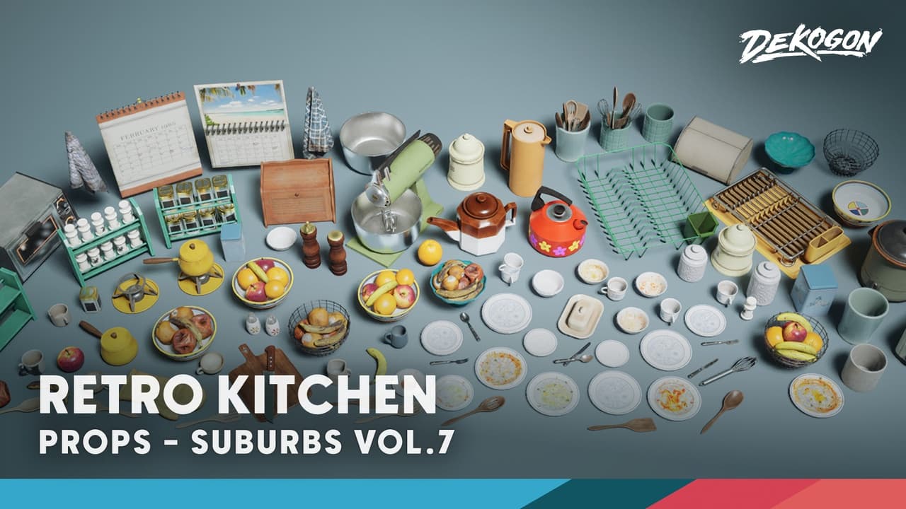 郊区 VOL.7 – 复古厨房（Nanite 与低多边形） – Suburbs VOL.7 – Retro Kitchen (Nanite and Low Poly)