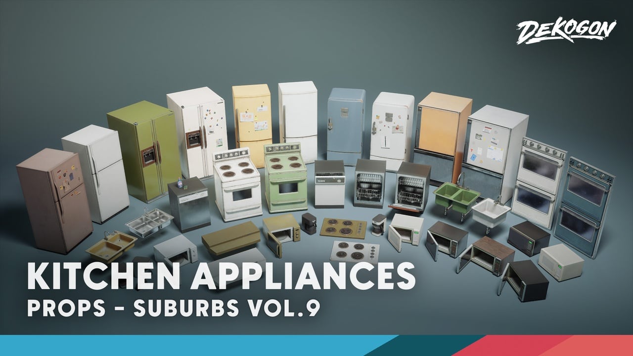 郊区 VOL.9 – 厨房电器（Nanite 与低多边形） – Suburbs VOL.9 – Kitchen Appliances (Nanite and Low Poly)