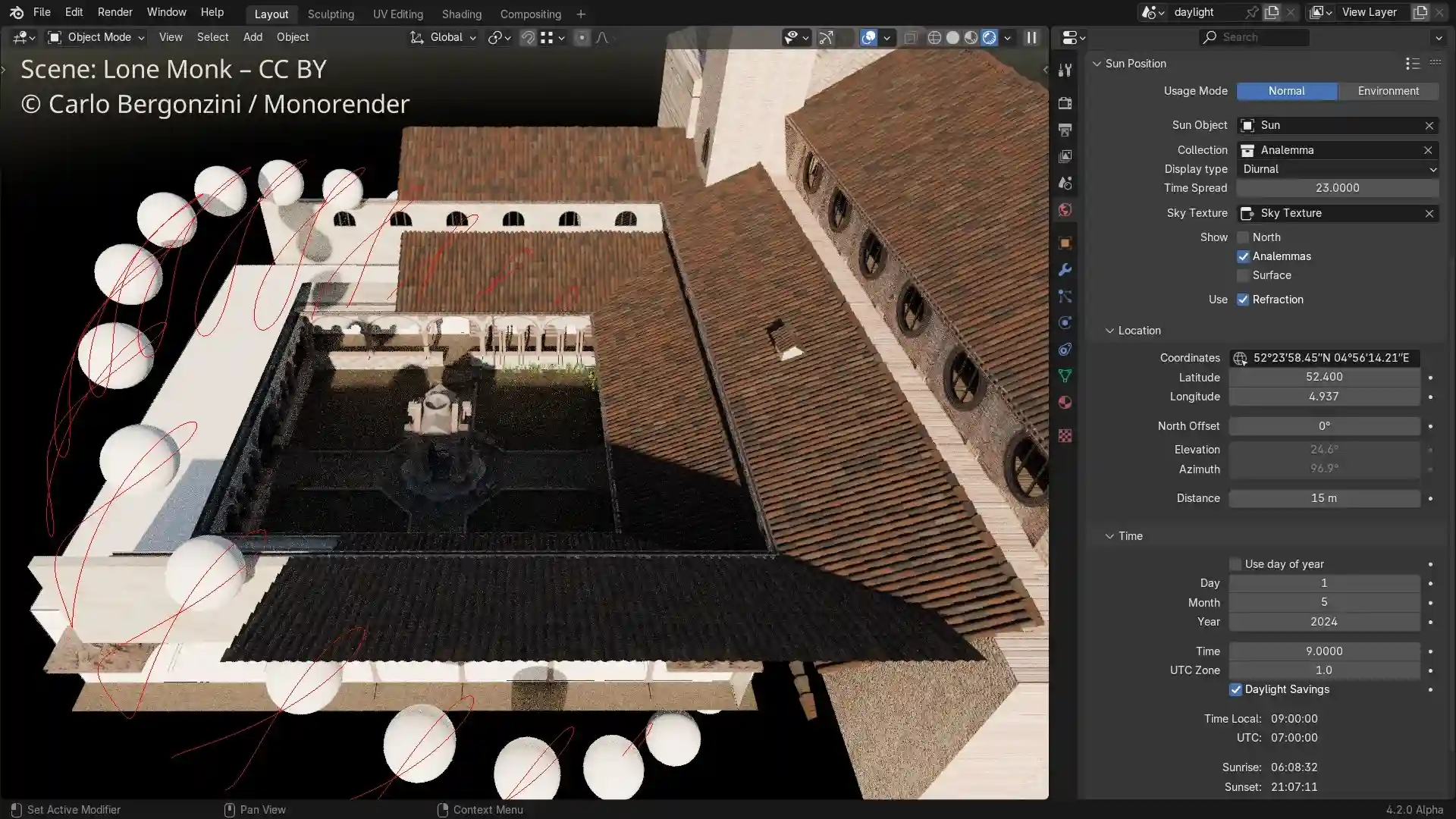 Blender太阳位置插件 – Sun Position v4.2.3