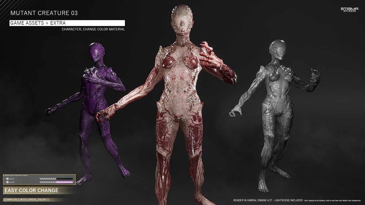 突变生物 03 – 游戏资产 + 额外内容 – Mutant Creature 03 – Game Assets + Extra